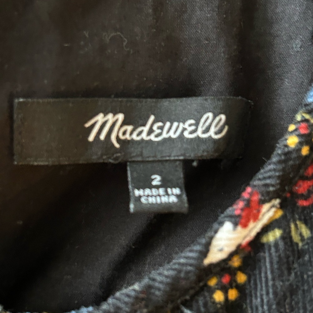 Madewell Corduroy Ruffle-Front Dress in Finch Floral Size 2 - Picture 4 of 9